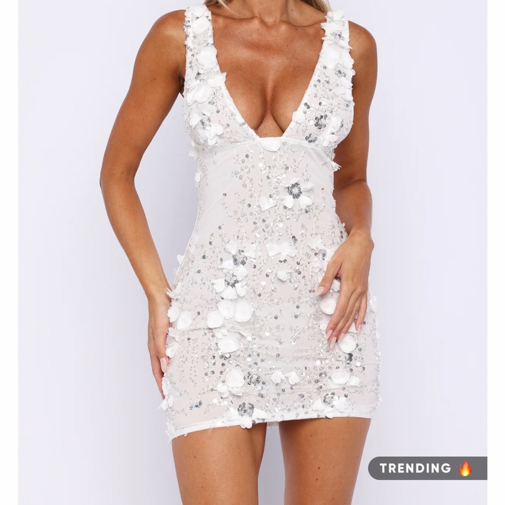 White Fox Boutique White Floral Mini Dress